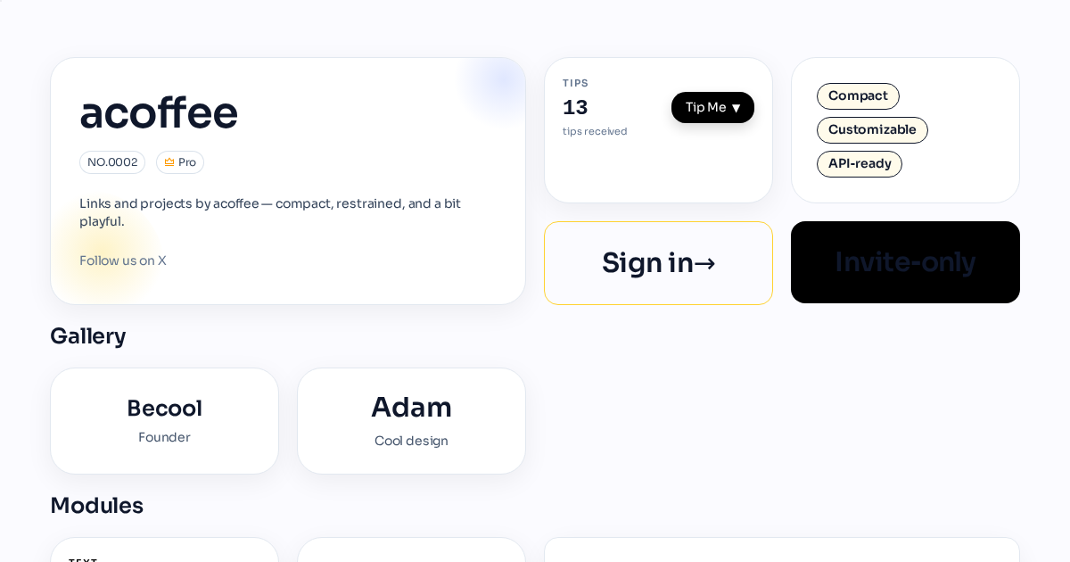 Homepage screenshot of a.coffee